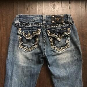 Y2K 00s Miss Me Rhinestone Bling Western Rodeo Cowgirl Jeans 27 Bootcut